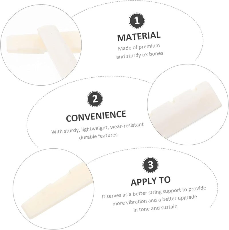 Ox Bone Guitar Nut And Saddle Set For Acoustic Classical Guitars Polished Finish - Image 3